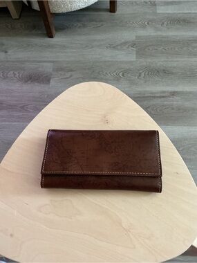 Patricia Nash Brown Leather Trifold Wallet